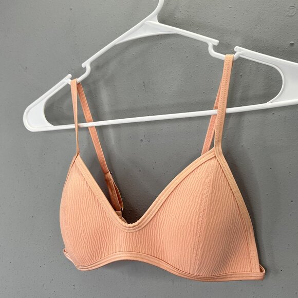 Triangl Neoprene Bikini Top S Peach Coral Textured Adjustable Strap Hook Back - Picture 2 of 5